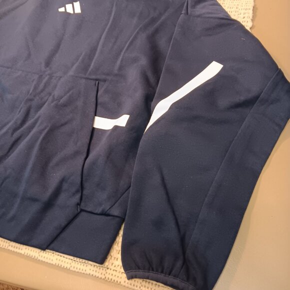 adidas women's Z.N.E. stripe lines funnel neck navy hoodie sz S - NWT Sample - Picture 6 of 14